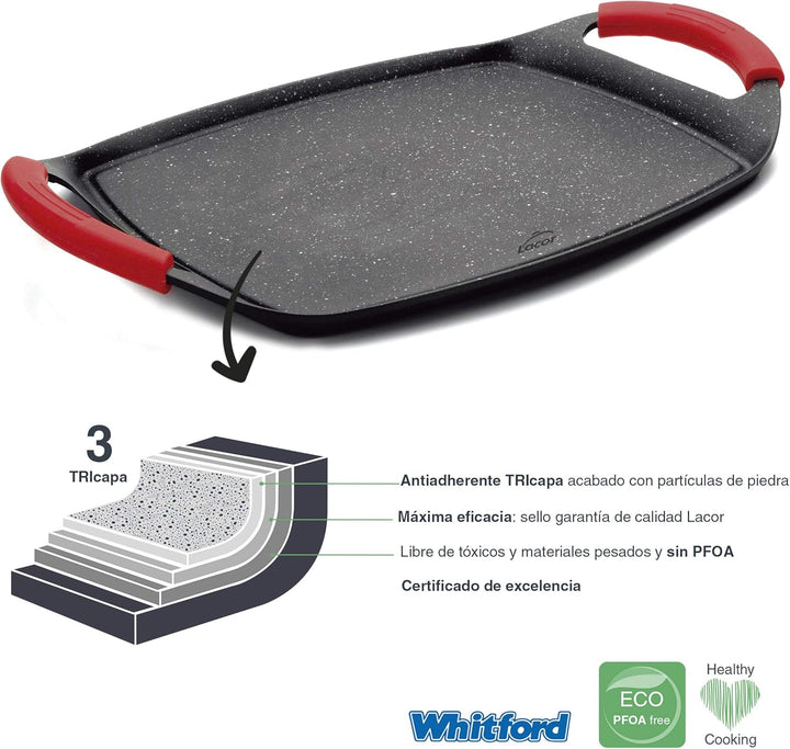 Lacor - 25536 - Rösteisen, Eco Stone Grill, Kompatibilität: alle Arten von Küchen, Geeignet für Indu