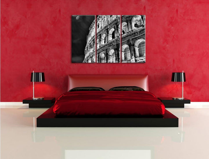 Pixxprint Amphitheater in Rom bei Nacht als Leinwandbild/Grösse: 3 Teilig (120x80) cm/Wandbild/Kunst