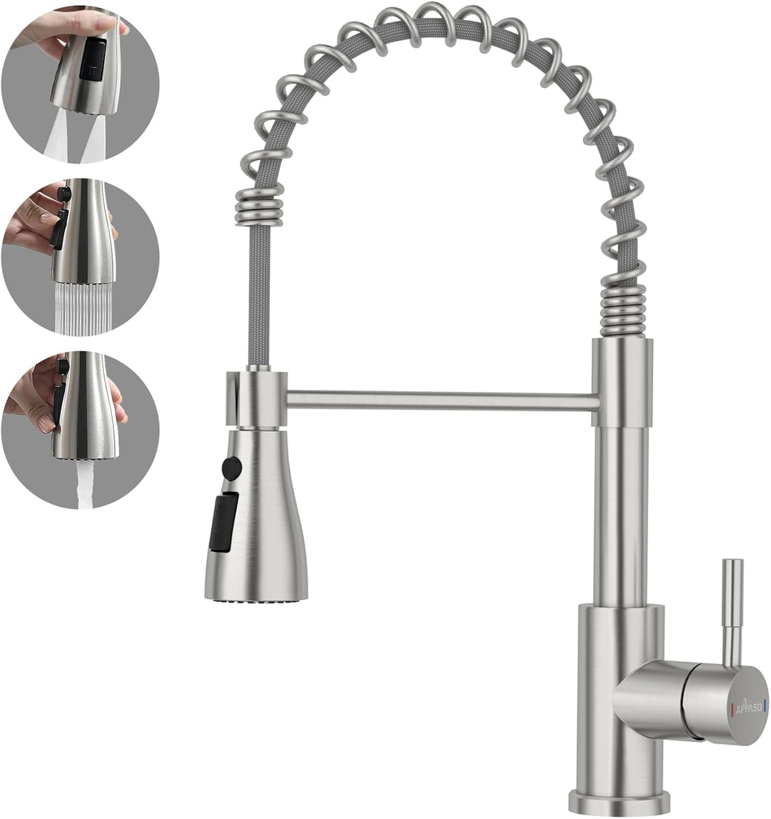 APPASO Wasserhahn Küche, Küchenarmatur mit Brause Hochdruck, Mischbatterie Küche mit 3 Strahlarten,