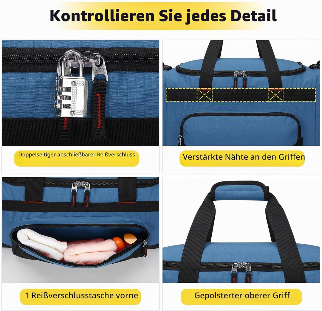 ZZY 55L Sporttasche Herren mit 2 Seitentaschen grosse Reisetasche für Fitness, Training und Reisen 5