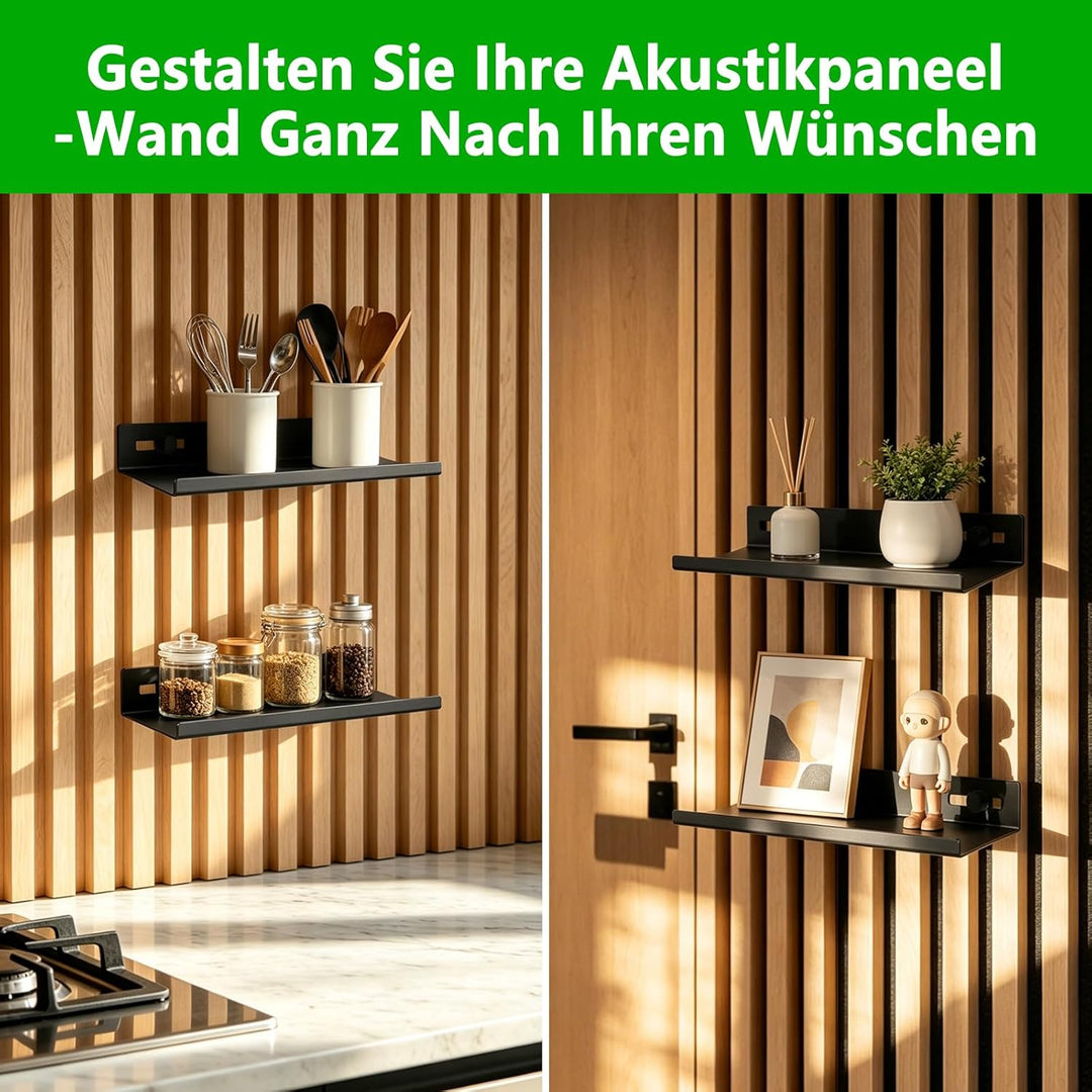 Hysagtek Regal für Akustikpaneel - 1 Stück Metall Zubehör Akustikpaneele Ohne Bohren, Schwarze Schwe