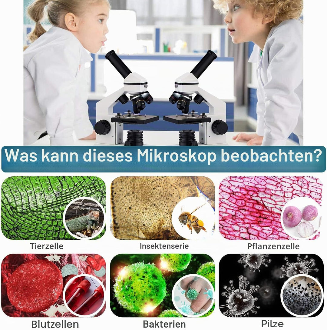Mikroskop für Kinder 250X-2000X Mikroskop-Student Tragbares professionelles Optisches Monokulare Mik