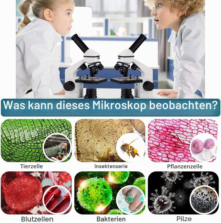 Mikroskop für Kinder 250X-2000X Mikroskop-Student Tragbares professionelles Optisches Monokulare Mik