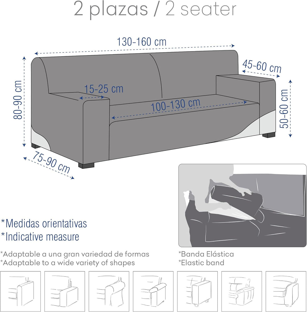 Eysa Ulises elastisch Sofa überwurf 2 sitzer, Polyester-Baumwolle, 01-beige, 37 x 7 x 29 cm 37 x 7 x