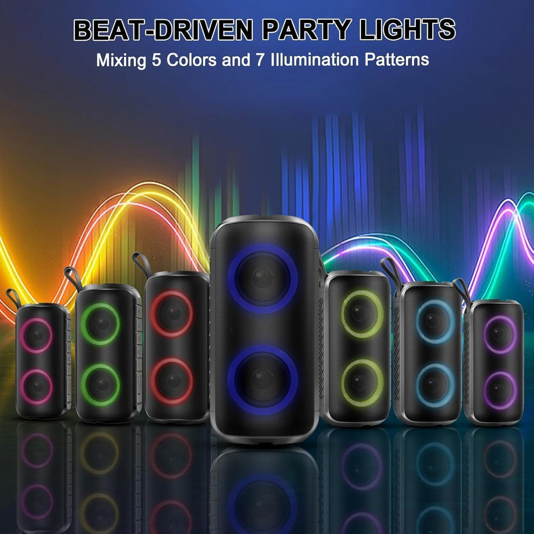 Bluetooth Lautsprecher mit Licht, 2026 Neues Musikbox Tragbarer Bluetooth Box mit 20W Spitze, 52mm D