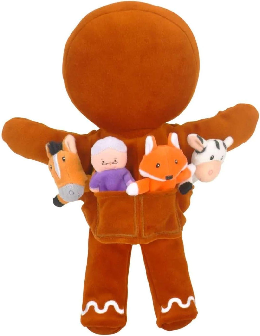 Fiesta Crafts T-2743 Gingerbread Man Hand Puppet and Finger Puppets Set,Small