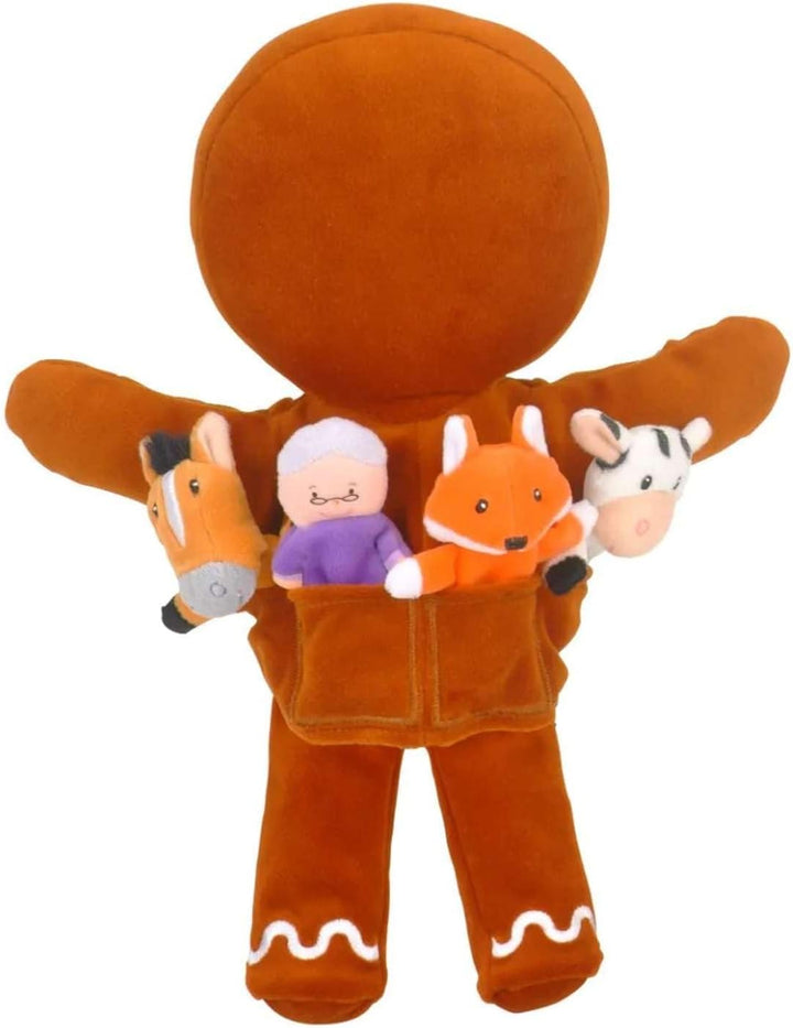 Fiesta Crafts T-2743 Gingerbread Man Hand Puppet and Finger Puppets Set,Small