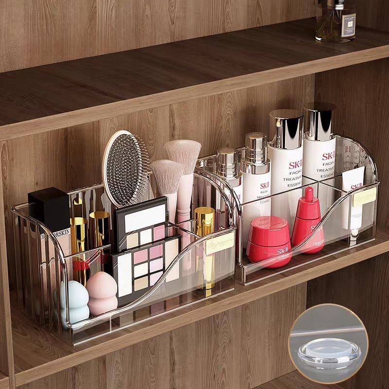 Make up Organizer mit 4 Fächern, 2 Stück Kosmetik Aufbewahrungsbox für Schminktisch Badezimmerschran