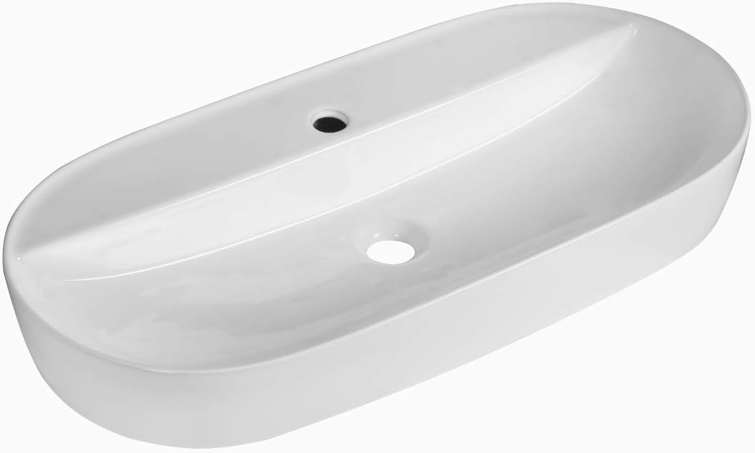 Art-of-Baan Premium Waschbecken oval - Hochglanz Aufsatzwaschbecken - Keramik-Becken für Waschtisch