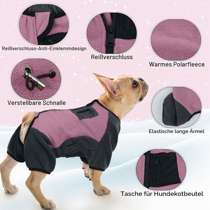 Hundepullover Fleece, Winterkleidung für Kleine Hund Hunde-Einteiler Sweatshirt Warm Abnehmbar Hals