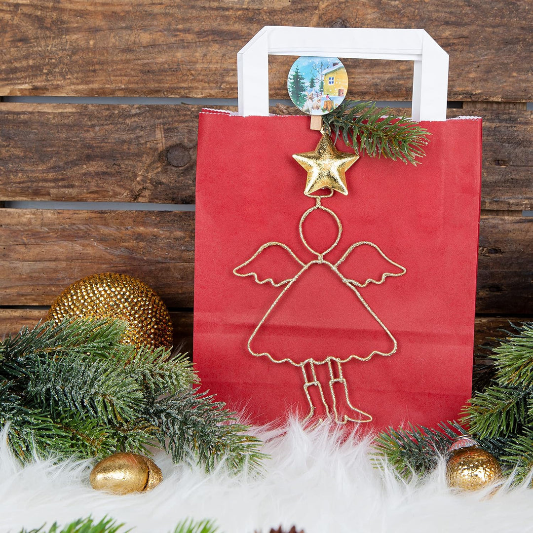 Logbuch-Verlag 18 Gold weisse Baumanhänger Weihnachten aus Metall 5 cm edel Stern Baum Herz Deko Bau