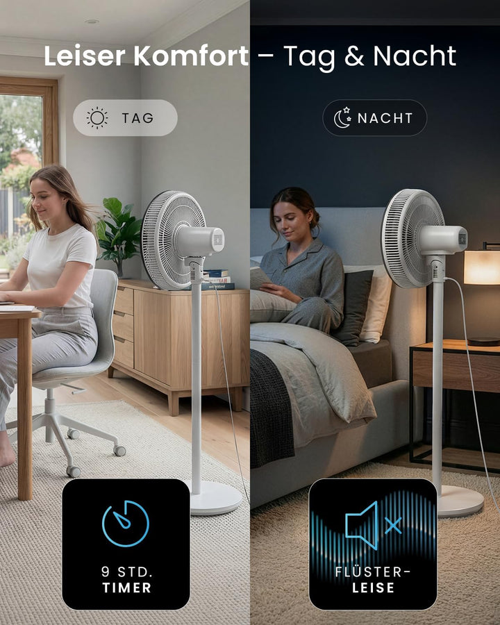 Pro Breeze AirFlo Slim Standventilator – 3-in-1: 70 | 100 | 130 cm | 9 Stufen bis 5,0 m/s | Leise 3
