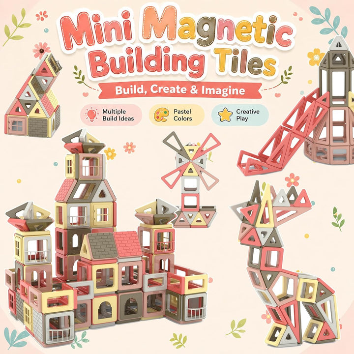 AOMIKS 173 Stück Magnetfliesen 3D Mini Magnetische Bausteine für Kinder Inspirierendes Lernen und Kr