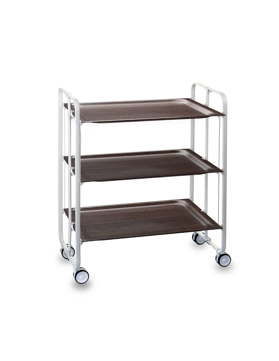 DON HIERRO - Servierwagen klappbar, 3 Böden, weisser Rahmen. Bauhaus-Wengé 66 x 43 x 82 cm. Wenge, 6