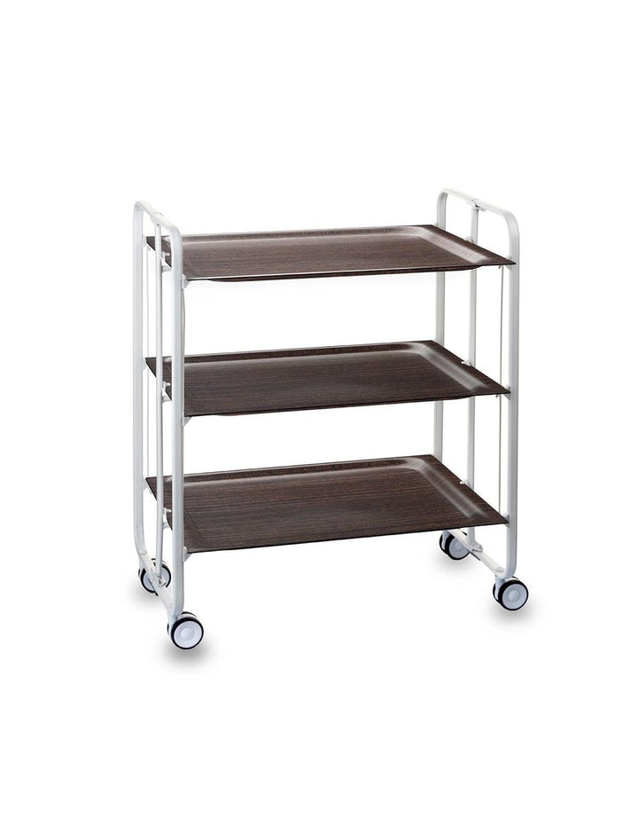 DON HIERRO - Servierwagen klappbar, 3 Böden, weisser Rahmen. Bauhaus-Wengé 66 x 43 x 82 cm. Wenge, 6
