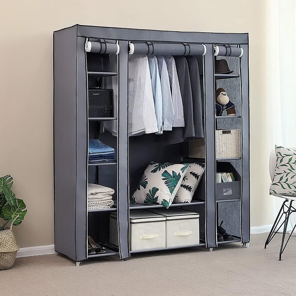 LEADZM Kleiderschrank, Faltschrank Stoffschrank Faltbare Garderobe Canvas mit Reissverschluss, Fäche