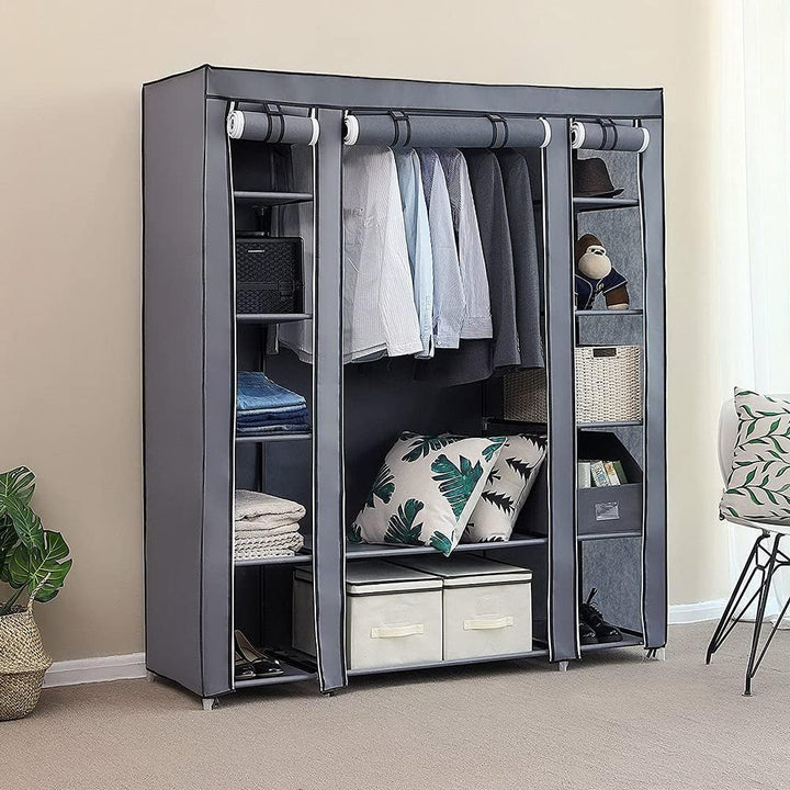 LEADZM Kleiderschrank, Faltschrank Stoffschrank Faltbare Garderobe Canvas mit Reissverschluss, Fäche