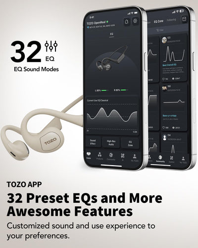 TOZO OpenReal True Kopfhörer Kabellos Bluetooth 5.3 Tastensteuerung Open Ear Ohrhörer Dual-Mic Anruf