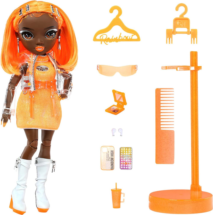 Rainbow High Modepuppe – Michelle ST.Charles - Orangefarbene Puppe – Modisches Outfit & 10+ farbenfr