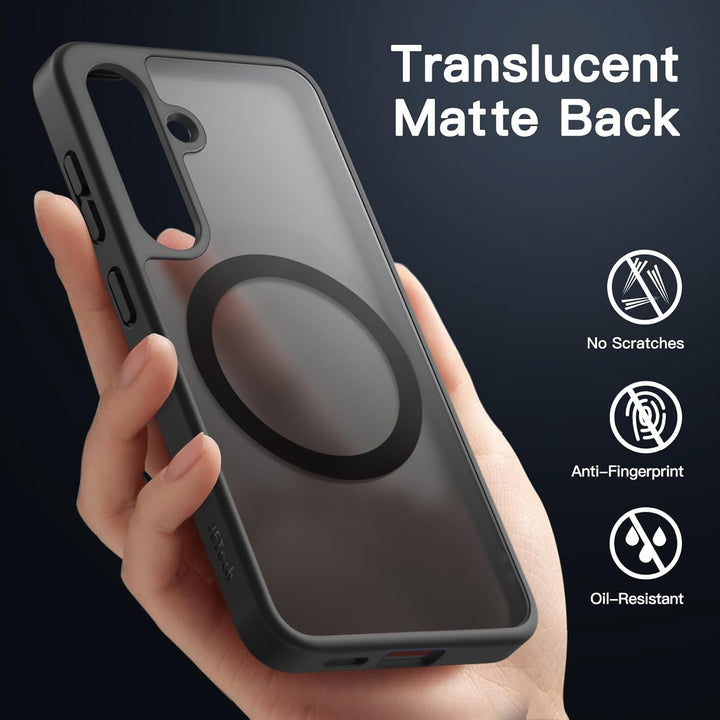 JETech Magnetisch Hülle für Samsung Galaxy S24 5G, Kompatibel mit MagSafe, Transluzente Matt Rücksei