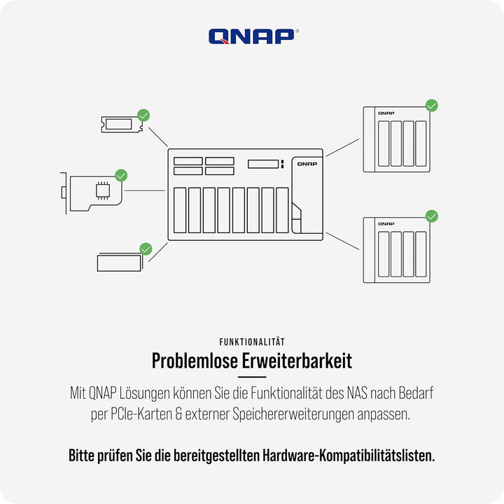 QNAP NAS TS-855eU-RP-8G 8bay 2HE (2U Rackmount NAS mit kurzer Einbautiefe und 8-Core Rechenleistung