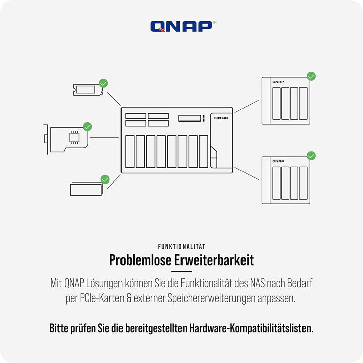QNAP NAS TS-855eU-8G 8bay 2HE (2U Rackmount NAS mit kurzer Einbautiefe und 8-Core Rechenleistung für