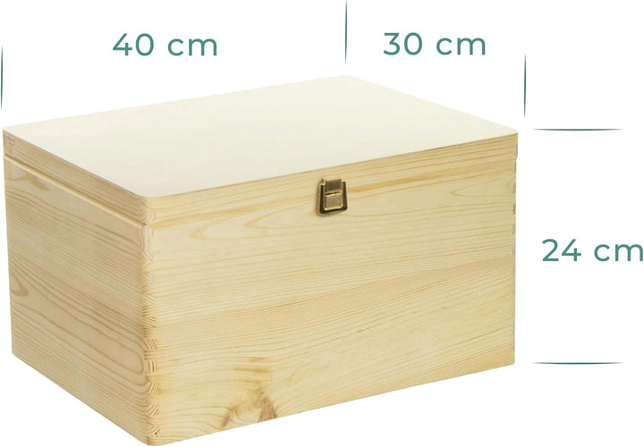 LAUBLUST Holzkiste mit Deckel &amp; Schloss - 40x30x24cm, Natur - Aufbewahrungskiste | Erinnerungsbox, F