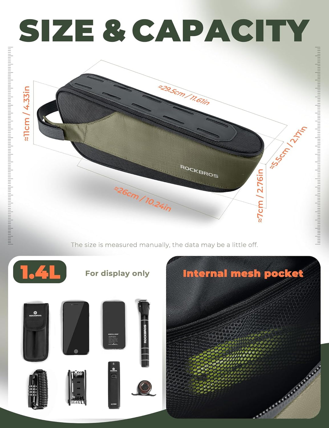 ROCKBROS Fahrradtasche Reflektierende Rahmentasche Werkzeugtasche Fahrradzubehör Grosse Kapazität vo