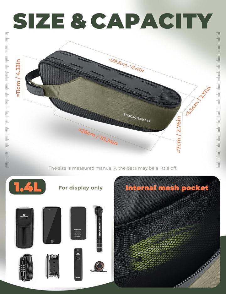 ROCKBROS Fahrradtasche Reflektierende Rahmentasche Werkzeugtasche Fahrradzubehör Grosse Kapazität vo