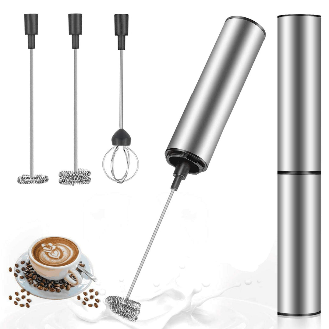 MOSUO Elektrischer Milchaufschäumer, wiederaufladbar, USB und Mini-Handmixer mit Doppel-Schneebesen,