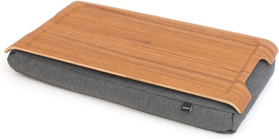 Bosign Kissentablett - Mini Laptray Antislip. Holz. Teak. Salz & Pfeffer Grau - 43x23x6,5 cm