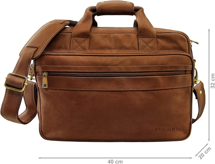 STILORD 'Leopold' XL Echtleder Aktentasche - der verbesserte Geheimtipp für Lehrerzimmer & Büro - Bu