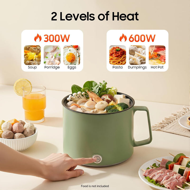 1.7L Elektrischer Hot Pot mit Dampfgarer, Tragbare Multikocher mit doppelter Leistungssteuerung, Ele