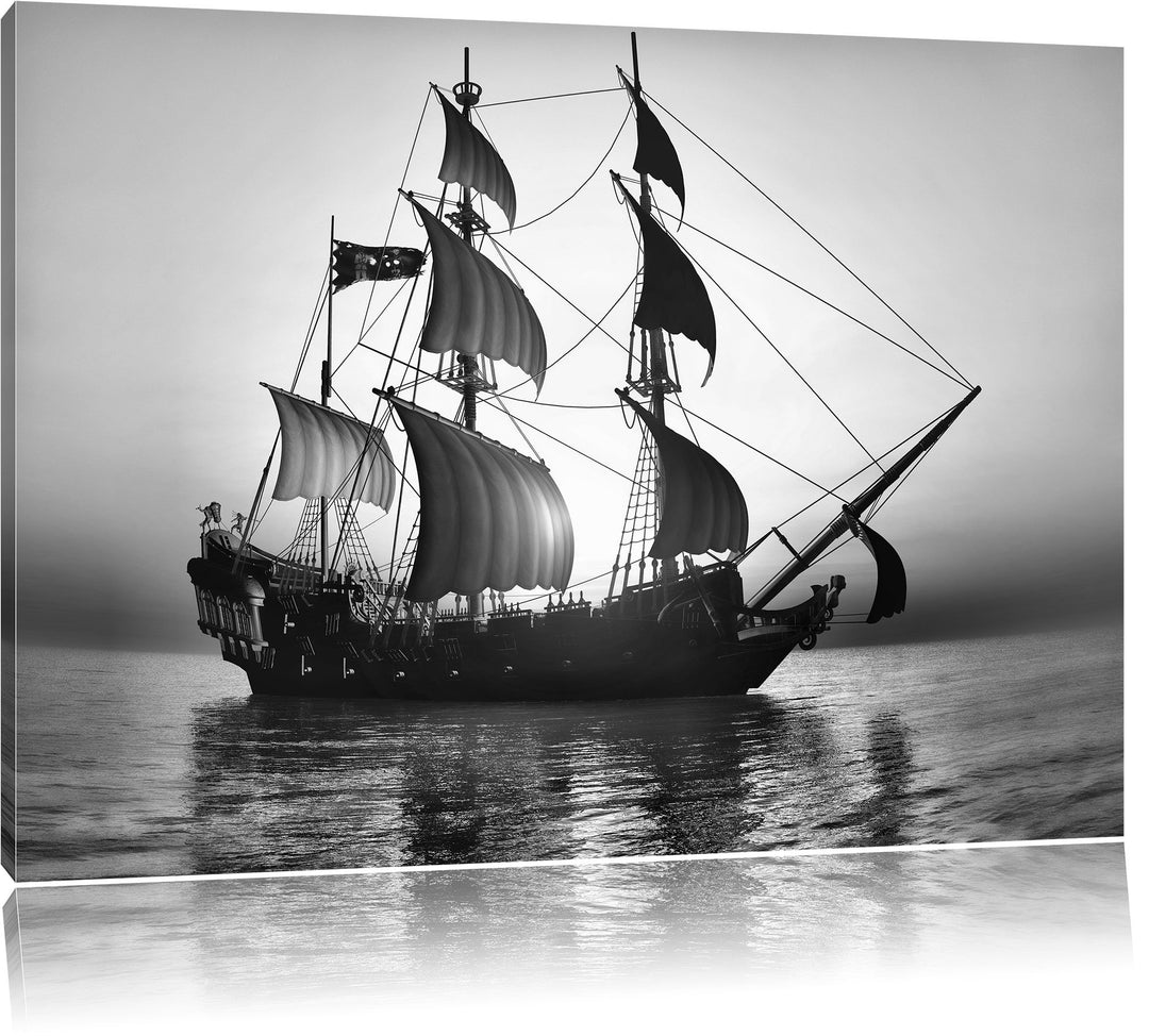 Pixxprint Altes Segelschiff 100x70cm Leinwandbild Wandbild Kunstdruck, 100x70