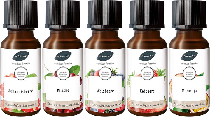 Saunabedarf Schneider - Aufgussset Sweet Dreams 5 x 20 ml Inhalt – fruchtig-süsser Saunaaufguss - wo