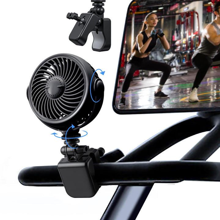 Wiederaufladbarer Peloton-Bike-Ventilator mit Baumwollpolstern für Dufttropfen, tragbarer Clip-Venti