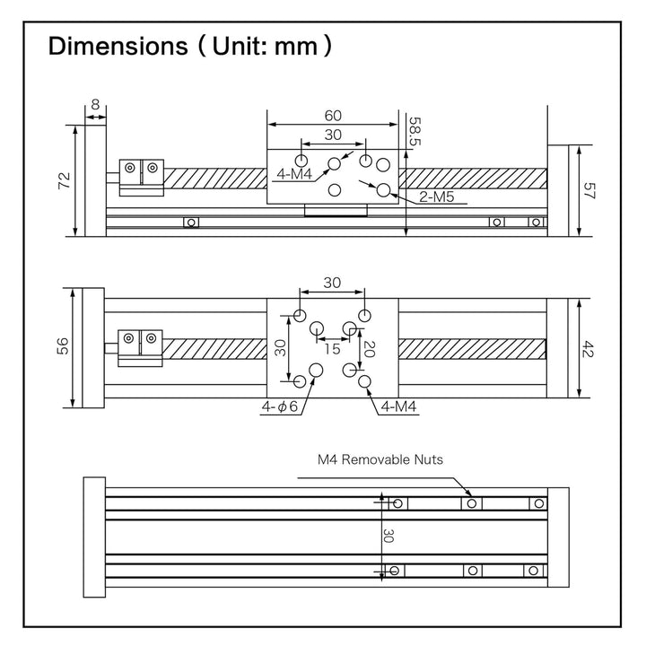RATTMMOTOR 100mm Verfahrweg Länge Linear Schienenführung CNC Linearschlitten Tisch Lineartischantrie