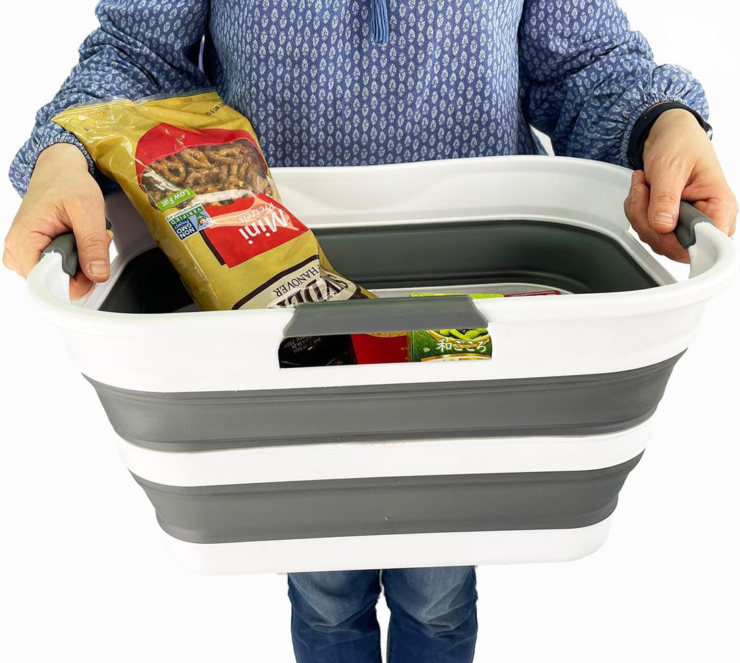 SAMMART 2er-Set zusammenklappbarer Wäschekorb/Organizer aus Kunststoff – Waschwanne – faltbarer Pop-