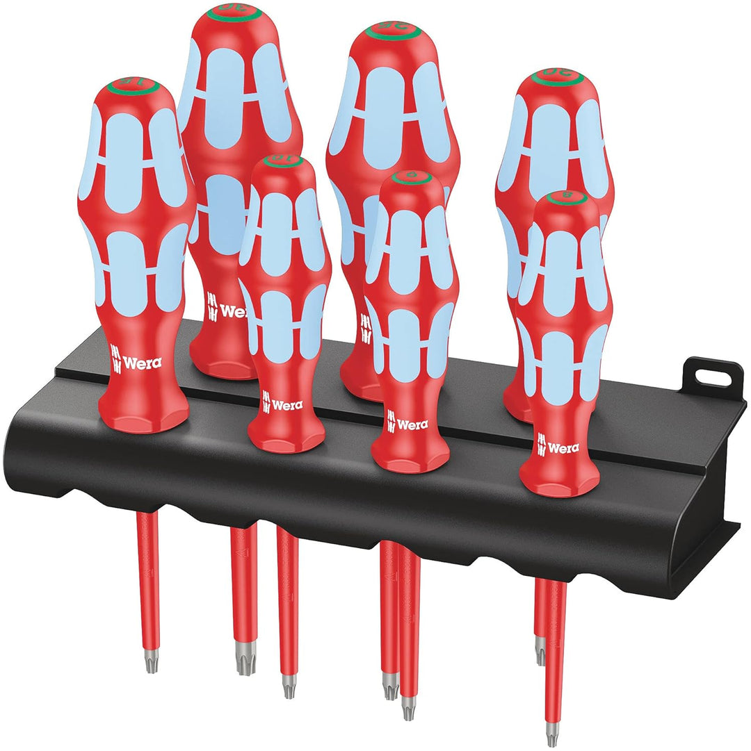 Wera 3167 i/7 VDE-isolierter TORX® Schraubendrehersatz, Edelstahl + Rack, 7-teilig & 3165 i/6 Schrau