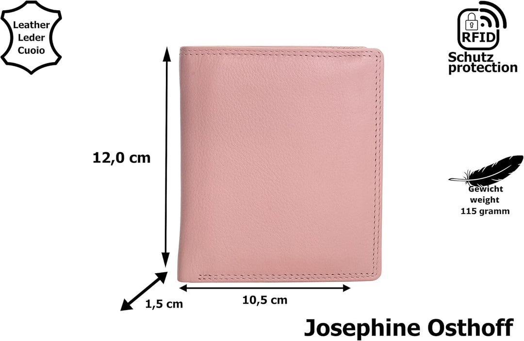 Josephine Osthoff MOOS Geldbörse echt Leder mit RFID Schutz, Farbe:Wildrose, Wildrose