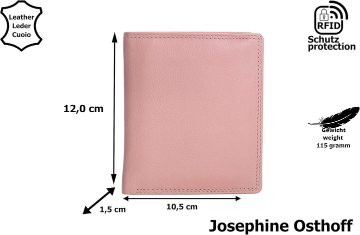 Josephine Osthoff MOOS Geldbörse echt Leder mit RFID Schutz, Farbe:Wildrose, Wildrose