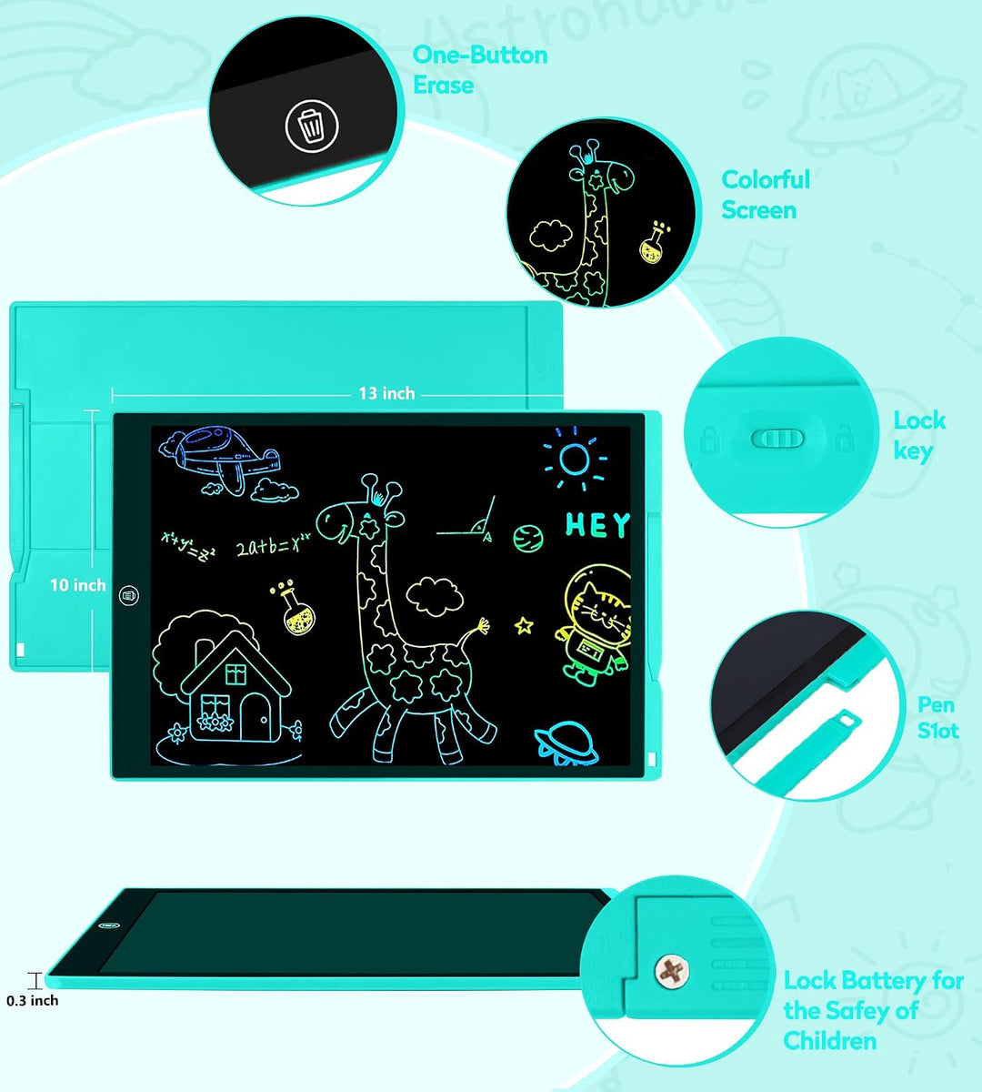 Bunte LCD Schreibtafel Kinder 15 Zoll, Maltafel Zaubertafel Writing Tablet Ektronischer Grafiktablet
