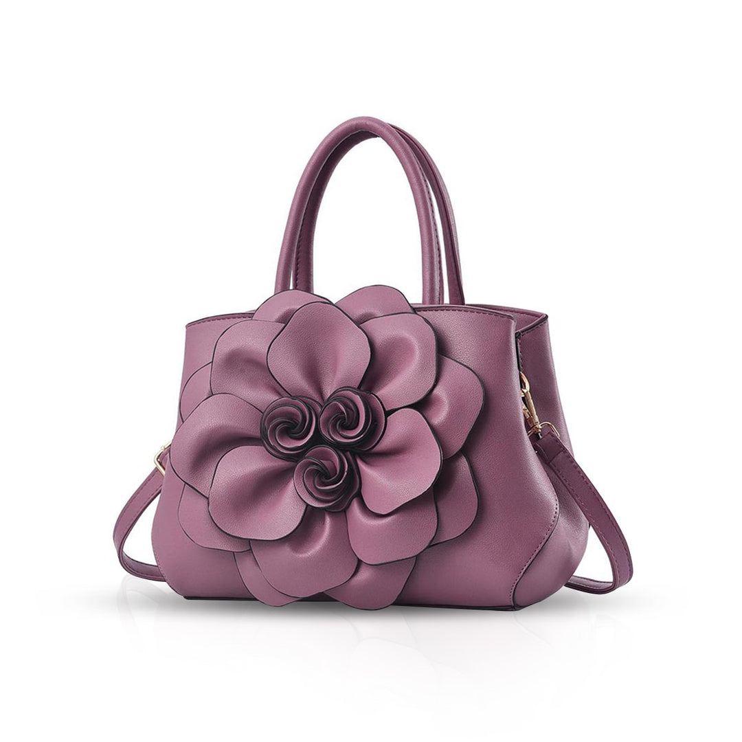 NICOLE & DORIS Modische Damen-Umhängetasche, Handtasche, Umhängetasche, Blumenmotiv Violett, Violett