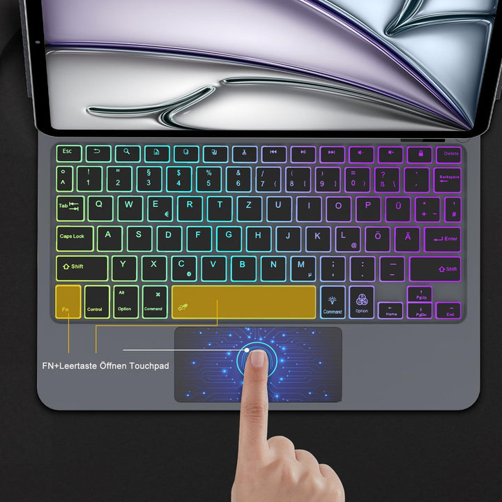 JADEMALL Magic Keyboard for iPad Air 11" M4 2026/M3 2025/M2 2024 - Deutsches QWERTZ Layout Tastatur