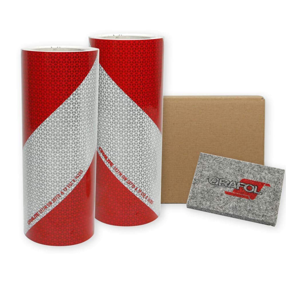 Reflecto Kfz-Warnmarkierung in 141 oder 282 mm Breite – Set mit 2 x 9m (1x Links- und 1x rechtsweise