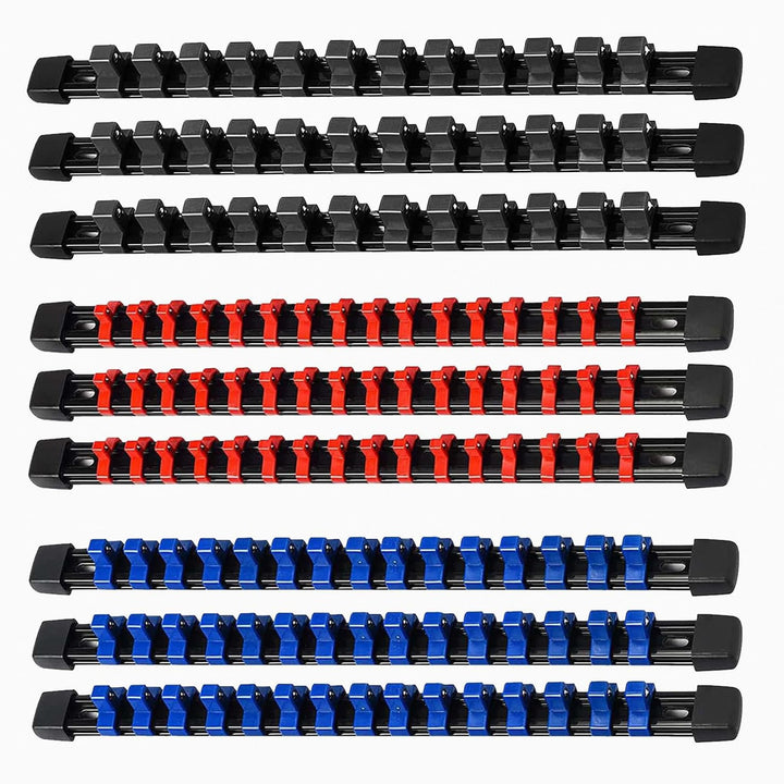 Zevmi 9 Stück Halter für Steckschlüssel: Stecknüsse Werkzeug Halter mit 129 Clips Steckschlüssel Org