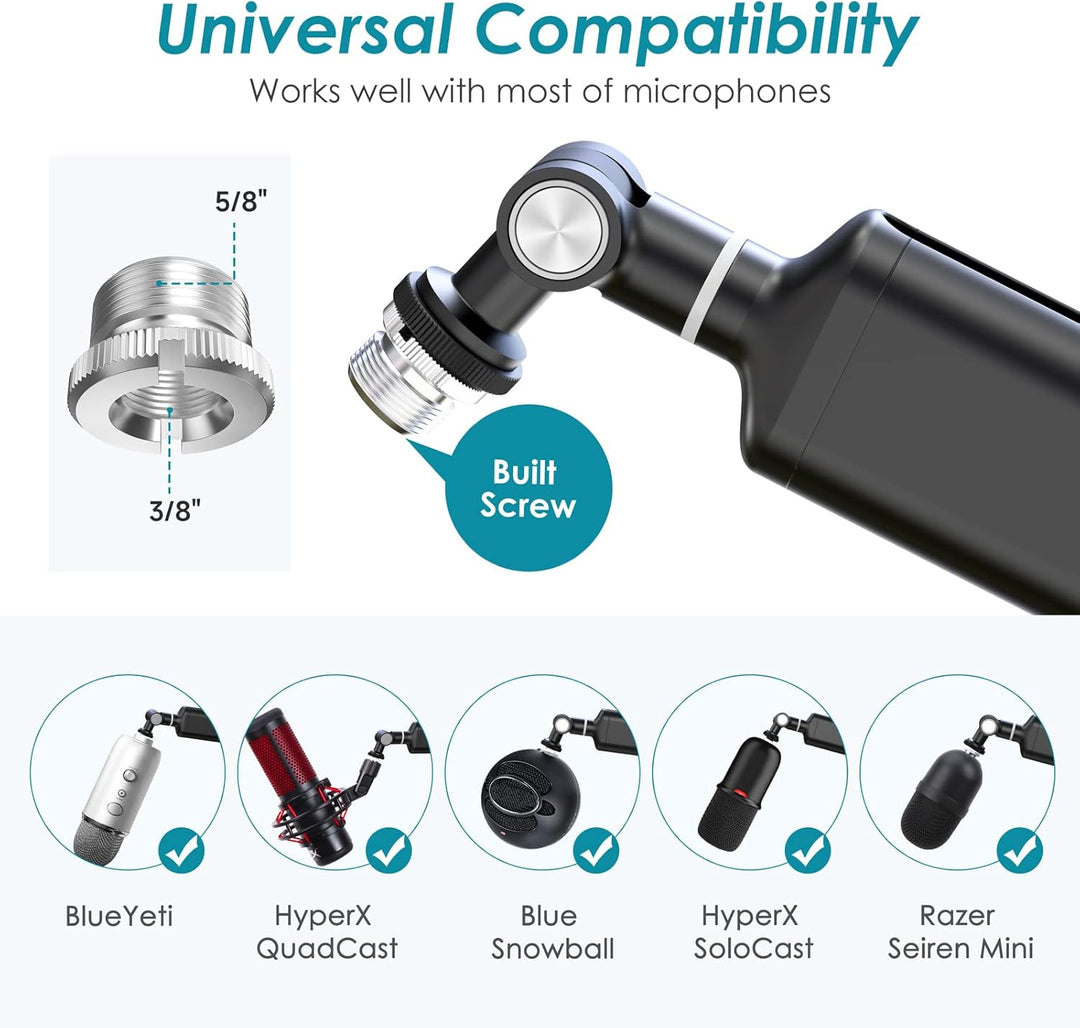 YOUSHARES Mikrofonarm Boom Arm, Universeller Mic Arm kompatibel mit Razer Seiren X, Razer Seiren Min