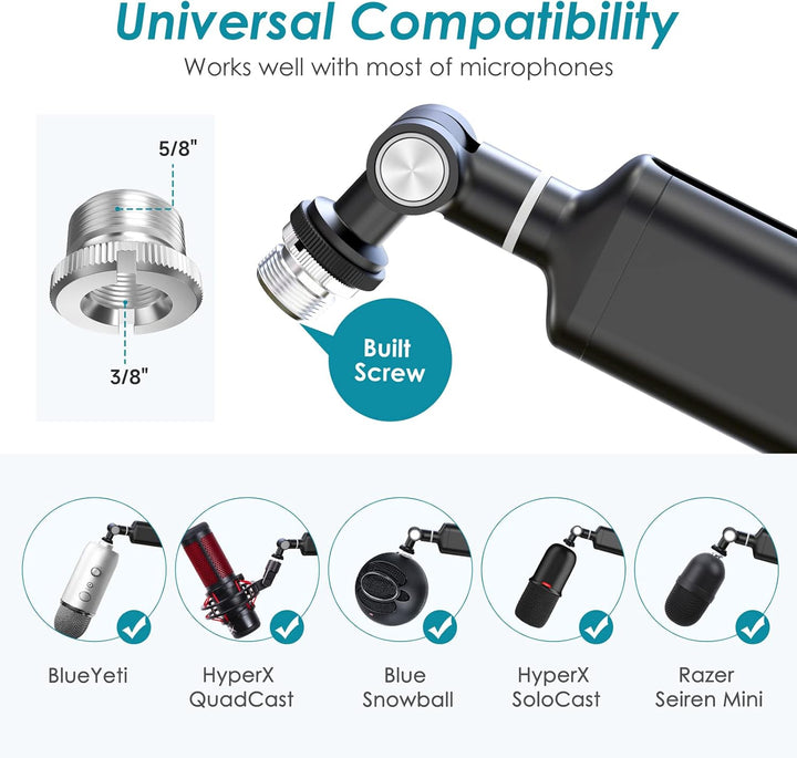 YOUSHARES Mikrofonarm Boom Arm, Universeller Mic Arm kompatibel mit Razer Seiren X, Razer Seiren Min