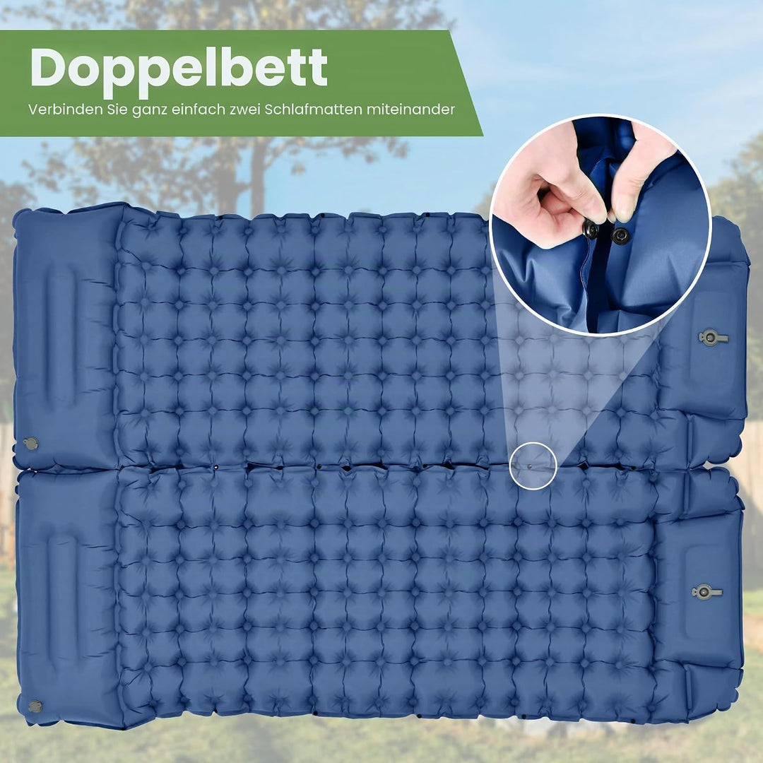 ROPODA Isomatte Camping Selbstaufblasend, Ultraleicht Isomatte Aufblasbar mit Kissen, Campingmatte m