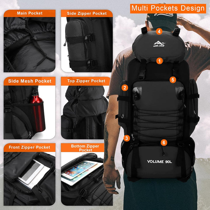 Augot Trekkingrucksack, 90L Grosse Kapazität Wanderrucksack Leichter Campingrucksack Herren Damen Wa